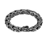 TQWSVUM Bracelets Tête de Dragon en Acier Inoxydable pour Hommes, Bracelet de Chaîne de Quille de Dragon Gothique Vintage, Bracelet D’amulette D’Animal Poli À La Main avec Boîte en Bois
