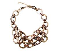 TQWSVUM Collier de Déclaration Chunky Acrylique Multicouche pour Femmes, Pendentifs de Chaîne À Gros Maillons Épais en Résine Géométrique, Bijoux de Chaîne de Clavicule Exagérés À la Mode