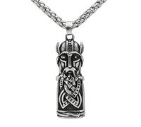 TQWSVUM Collier Guerrier Viking Odin,Hommes Acier Inoxydable Noeud Celtique Pendentif Amulette Clavicule Chaîne, Mode Nordique Rétro Scandinave Bijoux Cadeaux