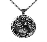 TQWSVUM Collier Loup Nordique - Collier Pendentif Tête de Loup Viking Valknut pour Homme en Acier Inoxydable - Fait À la Main Vintage Noeud Celtique Odin Fenrir Totem Amulette Bijoux Animaux