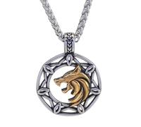 TQWSVUM Collier Loup Nordique Fenrir - Hommes Viking Tête de Loup en Acier Inoxydable Pendentif Collier - Fait À la Main Vintage Odin Animal Amulette Clavicule Chaîne Bijoux Païens