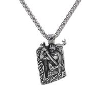 TQWSVUM Collier Odin en Acier Inoxydable Nordique - Viking Noeud Celtique Rune Odin Guerrier Pendentif Amulette - Protection Vintage Hip Hop Pull Païen Clavicule Chaîne Bijoux