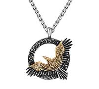 TQWSVUM Collier Pendentif Aigle Celtique Viking, Collier Hip Hop Aigle Corbeau en Acier Inoxydable pour Homme, Mythologie Nordique Aigle Vintage Noeud Celtique Totem Amulette Cadeau Bijoux