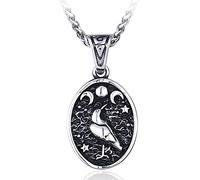 TQWSVUM Collier Pendentif Nordique Viking Odin Crow pour Hommes, Amulette De Totem De Boussole Raven Vegvisir en Acier Inoxydable, Bijoux Scandinaves Païens Celtiques Vintage Gothiques