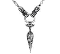 TQWSVUM Collier Viking pour Homme avec Pendentif Marteau de Thor's/Lance D'Odin - Chaîne Épaisse en Acier Inoxydable Fait Main - Bijou Amulette Païenne Vintage Nordique