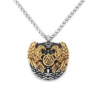 TQWSVUM Collier Viking Valknut -Hommes Femmes Acier Inoxydable Rune Wolf Odin Symbole Pendentif Collier - Mythologie Nordique Vintage Mode Protection Religieuse Amulette Bijoux(Ravens)