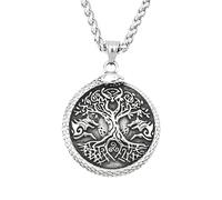 TQWSVUM Collier Viking Vintage Arbre de Vie Pour Hommes - Amulette en Acier Inoxydable Nordique Arbre du Monde Yggdrasil - Charme Punk Rock de Rue Hip Hop Bijoux Scandinaves