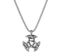 TQWSVUM Colliers avec Nœud Celtique Triquetra - Collier avec Pendentif Forme Nœud de la Trinité en Acier Inoxydable pour Homme Et Femme - Amulette Protection avec Nœud Irlandais Viking Nordique