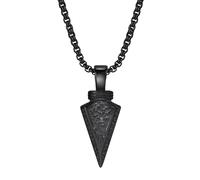 TQWSVUM Colliers Viking avec Pendentif Flèche Et Rune pour Homme - Amulette Nordique Vintage en Acier Inoxydable - Bijou de Protection de la Personnalité Style Rappeur Gothique Punk Rock Hip Hop