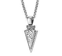 TQWSVUM Colliers Viking avec Pendentif Flèche Et Rune pour Homme - Amulette Nordique Vintage en Acier Inoxydable - Bijou de Protection de la Personnalité Style Rappeur Gothique Punk Rock Hip Hop