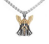 TQWSVUM Femmes Hommes Viking Runes Odin Pendentif Collier - Mythologie Nordique Odin Guerrier Pendentif Acier Inoxydable Clavicule Chaîne - Fait Main Hip Hop Pirate Païen Bijoux