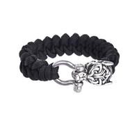 TQWSVUM Hommes Viking Loup Paracorde Bracelet - Nordique en Acier Inoxydable Celtique Tête de Loup Tressé Corde Bracelet - Fait À la Main Tressé Personnalisé Paracorde Odin Animal Jewelry