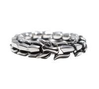 TQWSVUM Nordic Stainless Steel Dragon Scale Bracelet for Hommes, Tissé À La Main Dragon Link Chain Viking Bangle, Vintage Punk Rock Animal Amulette Bracelet Bijoux
