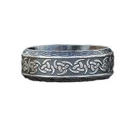 TQWSVUM Nordic Viking Odin Triple Corne Circle Ring - Hommes Femmes 8MM Acier Inoxydable Pirate Amulet Ring - Handmade Poli Fashion Vintage Pagan Jewelry