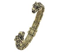 TQWSVUM Nordique Double Tête de Loup Viking Bras Anneau, la Mythologie Nordique Fenrir Manchette Bracelet Viking Bracelets, Hommes Moyen Âge Vintage Païen Amulette Celtique Bijoux Cadeau