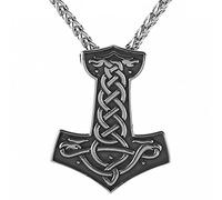 TQWSVUM Norse Viking Thor's Hammer Talisman Collier - Collier Pendentif Mjolnir Celtique en Acier Inoxydable pour Homme - Fait À la Main Vintage Noeud Celtique Odin Crow Totem Bijoux Cadeau