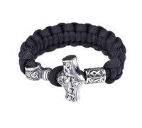 TQWSVUM Norse Viking Thor's Mjolnir Hammer Camouflage Paracord Bracelet, Les Cornes d'Odin, Vegvisir, Valknut, Helm of Awe
