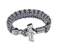 TQWSVUM Norse Viking Thor's Mjolnir Hammer Camouflage Paracord Bracelet, Les Cornes d'Odin, Vegvisir, Valknut, Helm of Awe