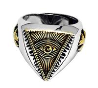 TQWSVUM Oeil de Providence Anneaux Maçonniques en Acier Inoxydable, Hommes Vintage Franc-maçon Symbole Triangle Signet Ring, Fashion Middle Ages Band Biker Accessories(Gold,13)