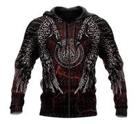 TQWSVUM Pull Graphique Nordique Pour Hommes Et Femmes - Viking Odin Crow 3D Print Street Cordon de Serrage Capuche - Vintage Novelty Harajuku Sweat-shirt À Manches Longues Couple Jacket