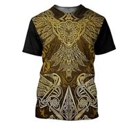 TQWSVUM T-Shirt Graphique Viking Raven pour Hommes D’été - Mythologie Nordique Nœud Celtique Odin Crow Imprimé en 3D Hauts À Manches Courtes - Couples Pagan Respirant Mesh Sportswear
