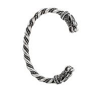 TQWSVUM Tête de Loup Nordique Bracelet en Acier Inoxydable Fenrir Odin Raven, Bracelet À Manchette Ouverte Réglable pour Hommes Femmes, Bijoux Scandinaves Punk Gothique Païen