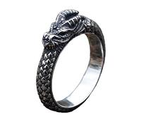 TQWSVUM Viking Dragon Anneaux Pour Hommes - Mythologie Nordique Ouroboros Dragon Head Ring - Garçons en Acier Inoxydable Vintage Dragon Scales Animal Amulet Ring Pagan Jewelry