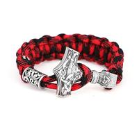 TQWSVUM Viking Nordic Celtic Thor's Marteau Bracelets Hommes Paracord Corde en Acier Inoxydable Marteau Survie Bracelet Scandinave Amulette Homme Bijoux