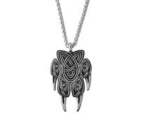 TQWSVUM Viking Ours Patte Pendentif Collier pour Femmes Hommes - Fait À la Main en Acier Inoxydable Noeud Celtique Animal Amulette - Nordique Vintage Mode Irlandaise Noeud Pull Chaîne Bijoux
