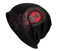 TQWSVUM Viking Pirate Bonnet Chapeau pour Hommes Femmes - Mythologie Nordique Imprimé Slouchy Skull Caps - Païen Vintage Gothique Médiéval Léger Course Élastique Mince Bonnet