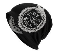 TQWSVUM Viking Pirate Bonnet Chapeau pour Hommes Femmes - Mythologie Nordique Imprimé Slouchy Skull Caps - Païen Vintage Gothique Médiéval Léger Course Élastique Mince Bonnet