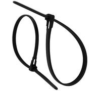 TR Cable Lot de 50 serre-câbles réutilisables 300 mm x 7,2 mm, libérables | Grandes attaches à glissière noires avec dégagement rapide pour le câblage et la gestion des câbles