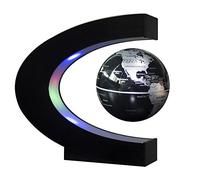 TR Expéditeur Flottant Globe avec Lumières LED en Forme de C Lévitation magnétique Flottant Globe Carte du Monde pour Décoration de Bureau Noir