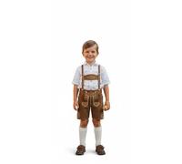 TR Martha Lederhose Kinder Kurz - Trachtenhose Jungen - Größe 92-140 - Kurze Kinderlederhose mit Träger für Jungen - Oktoberfest Hose - Trachtenlederhose Hellbraun, marron clair, 24 mois