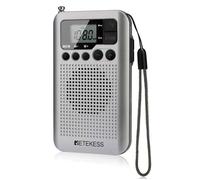 TR106 Mini Radio Portable, AM FM Radio de Poche, avec Minuterie de Sommeil,Bouton de Verrouillage, 3.5mm Prise Casque (Argent)