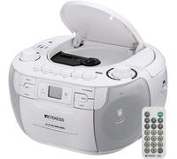 TR621 Boombox Poste Radio CD,Lecteur Cassette Audio,Boombox Stereo avec Enregistrement,Télécommande,Prise en Charge USB TF Casque,Accompagner Famille et Amis(Blanc)