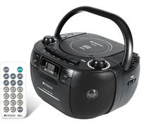 TR621 Boombox Poste Radio CD,Lecteur Cassette Audio,Boombox Stereo avec Enregistrement,Télécommande,Prise en Charge USB TF Casque,Accompagner Famille et Amis(Blanc)