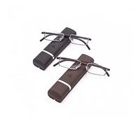 TR90 Lunettes de Lecture avec monture ultra légère Aide à la lecture et à la vision avec monture en métal, demi-cadre, avec étui à lunettes, pour homme et femme, noir, marron, +3.5 Dioptrien (lot de 2