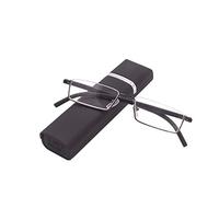 TR90 Lunettes de Lecture avec monture ultra légère Aide à la lecture et à la vision avec monture métallique demi-cadre avec étui à lunettes pour homme et femme Noir +1 Dioptrien (1er Pack)