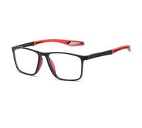 TR90 Lunettes photochromiques anti-lumière bleue Lunettes de sport ultra légères Protection UV, Cadre noir avec jambes rouges, m