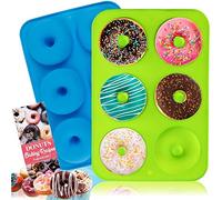 trabag Lot De 2 Moule Donuts, 6 Cavités Moule barre de céréales, Anti-Adhésifs Silicone, Résistant Pour La Cuisson Des Beignets