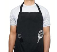 trabag Tablier Cuisine Homme Femme, Tablier Noir Avec Poches, Tablier De Cuisine Barbecue, Professionnel Tabliers Homme Femme, Barbecue, Restaurant, Café, Jardinage, Serveurs, éCole