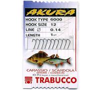 Trabucco Akura Carassio 6000 BN Hameçon 12 Filament 0.14 mm Hameçons Montés Fluorocarbone Pêche Mer Coup Truite Carnassier Anglaise Rivière