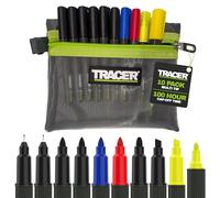 Tracer 2.0 Kit 10 Marqueurs Indélébiles Permanents avec Étui | Kit de 10 marqueurs permanents multi-pointes avec étui, séchage rapide et capuchon jusqu'à 100 h.