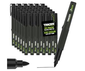 Tracer 2.0 Lot de 12 Marqueurs Noirs Indélébiles Pointe Fine