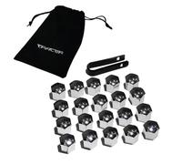 TRACER Boulons de Roue écrous de Roue Cache-écrous - 20x Capuchons de Boulon de Roue 19 mm Argent - Capuchons d'écrou de Roue - Capuchons en Plastique universels Couvre