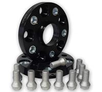 TRACER Disques d’espacement de jante 13250BWS 20 mm noir anodisé - Entraxe 112/5 - Trou du moyeu 66,6 - 2 pièces incluant écrous de roue M14x1,5