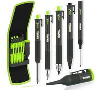 Tracer Kit de marquage 2.0 à 6 pièces dans un étui avec marqueur craie à trou profond, crayon de travail robuste et précis, pointe longue et marqueurs permanents noirs