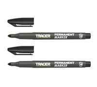 Tracer Lot de 2 marqueurs permanents à pointe fine (1-2 mm à pointe ogive à encre à séchage rapide) - Marqueurs permanents noirs x 2