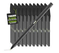 Tracer Lot de 50 Stylos Bille Noirs à Encre Noire avec Grip